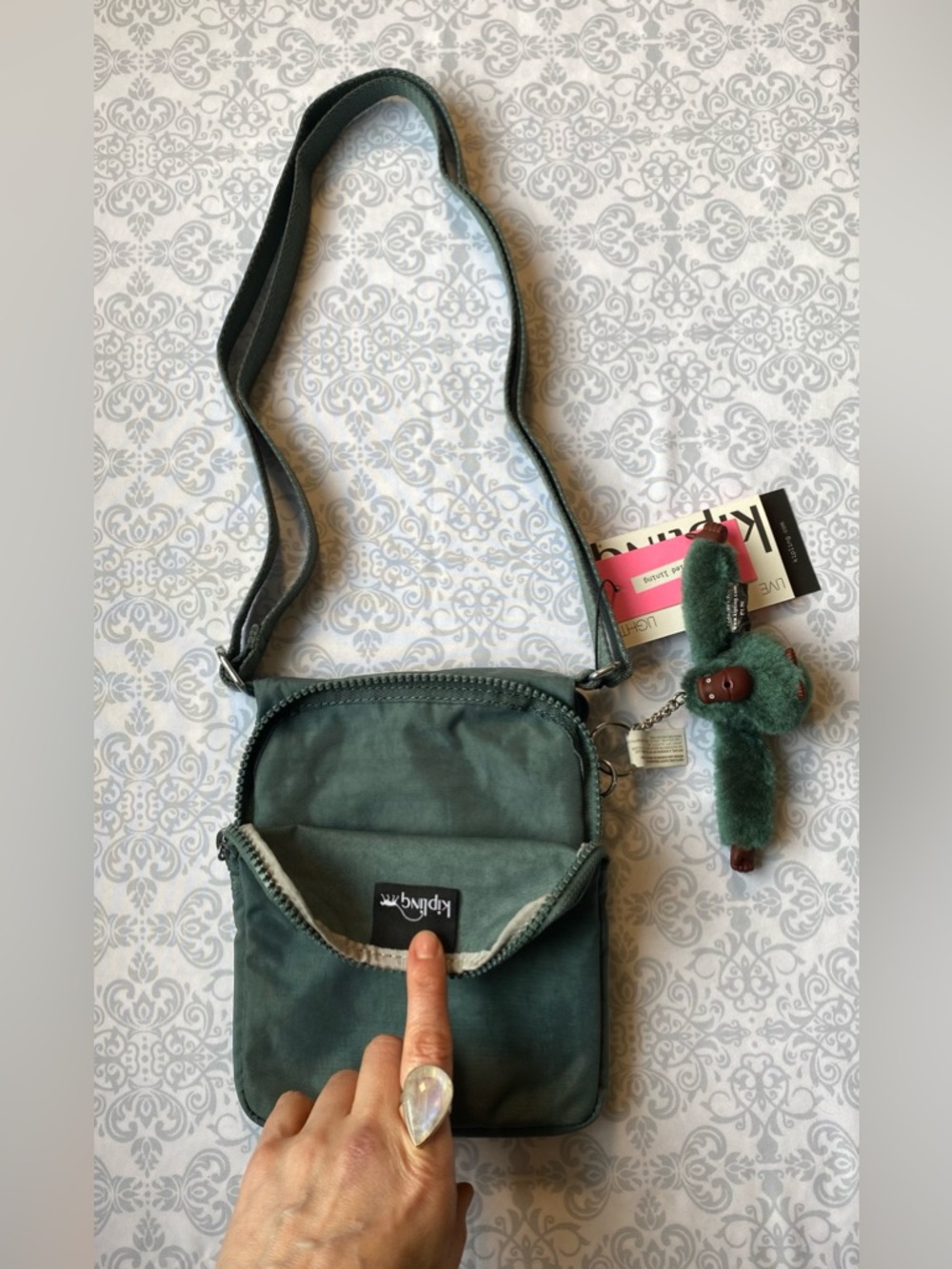 NWT Kipling Compact Crossbody Bag with Adjustable Strap & Plush Monkey Keychain - Picture 10 of 16